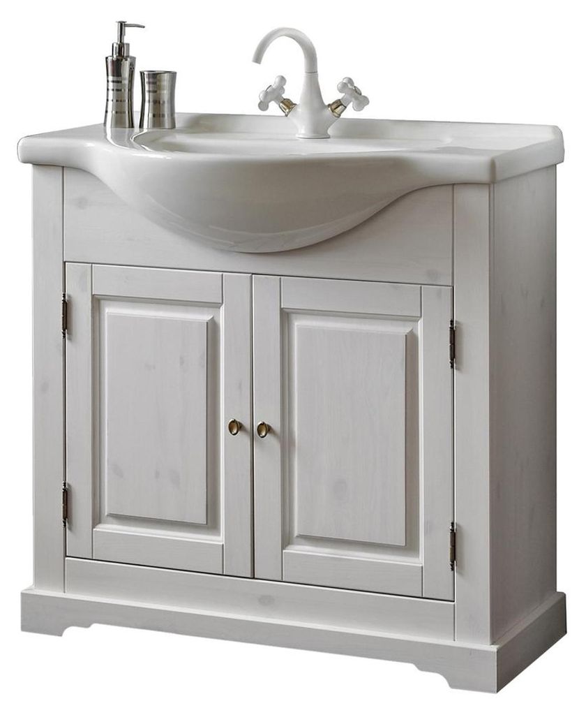 Landhaus Waschtisch Luxus Qualität Waschbecken Becken mit Unterschrank 85x35x81