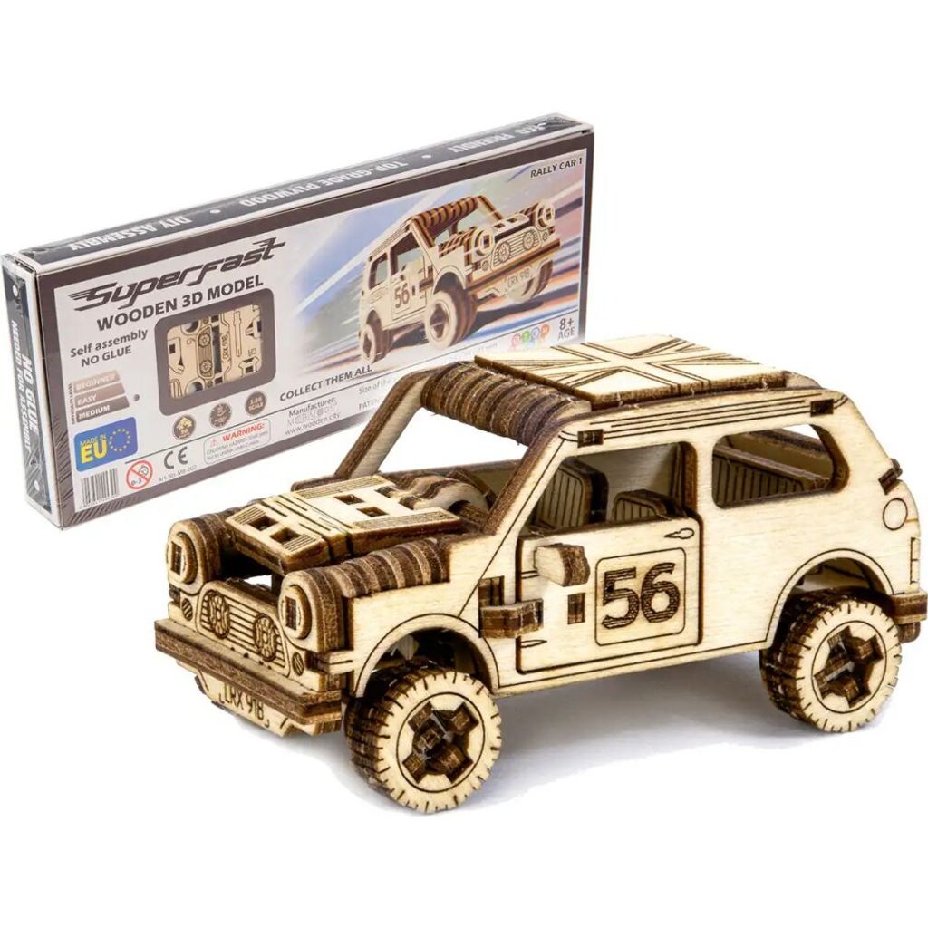 Wooden.City Holz Modellbau Rally Car 1 - Auto Bausatz 98-teilig