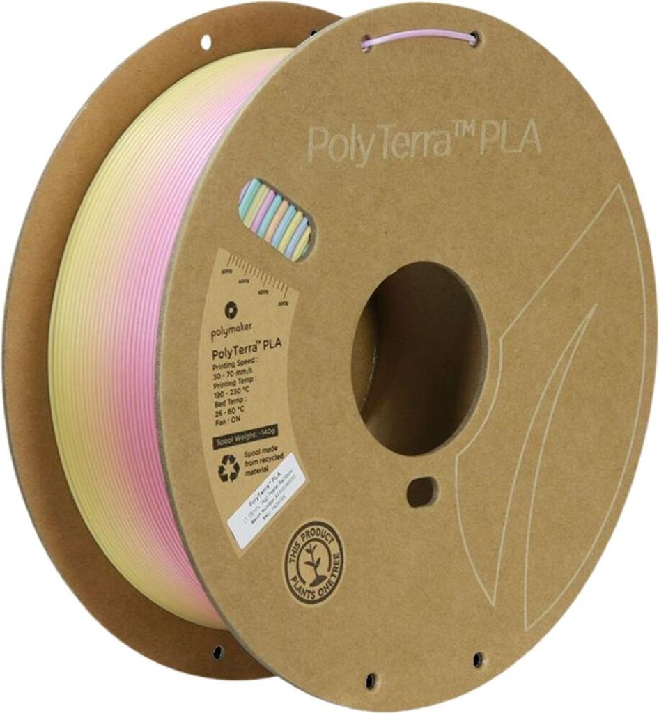 Polymaker PolyTerra Pla filament Pastel Rainbow 1.75 mm 1KG
