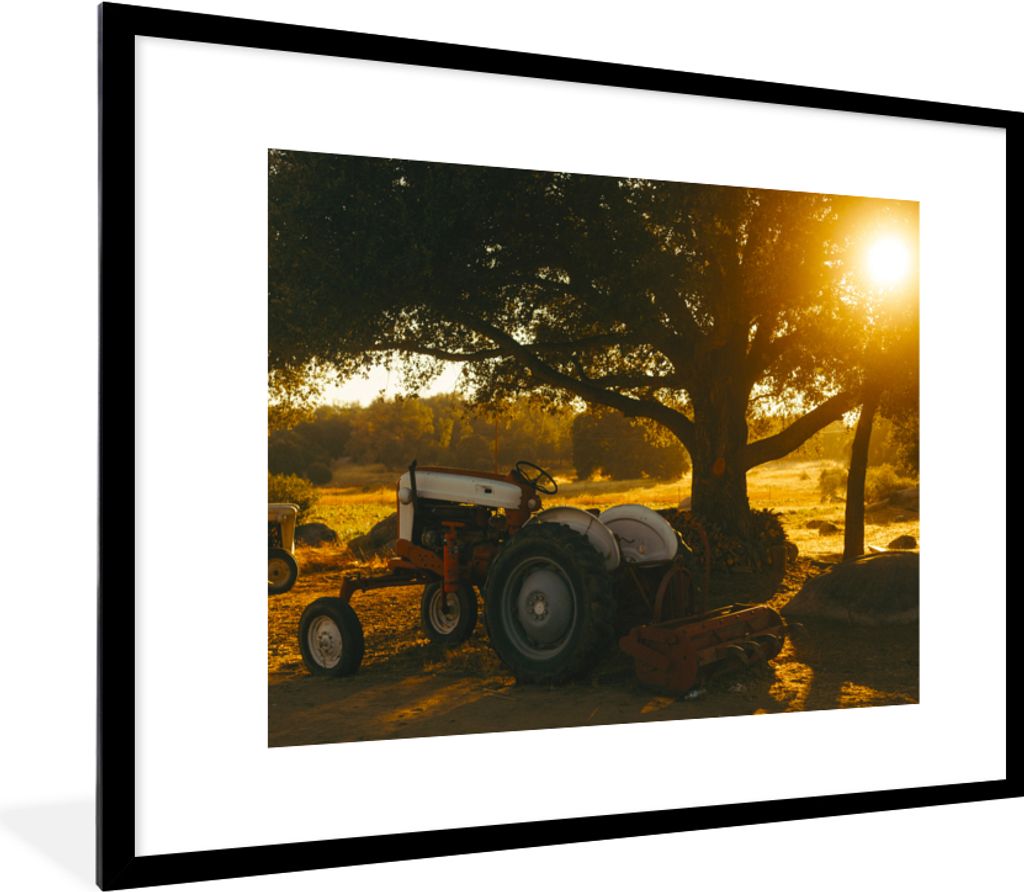 MuchoWow® Gerahmtes Poster Traktor - Sonne - Baum - Produktbild 