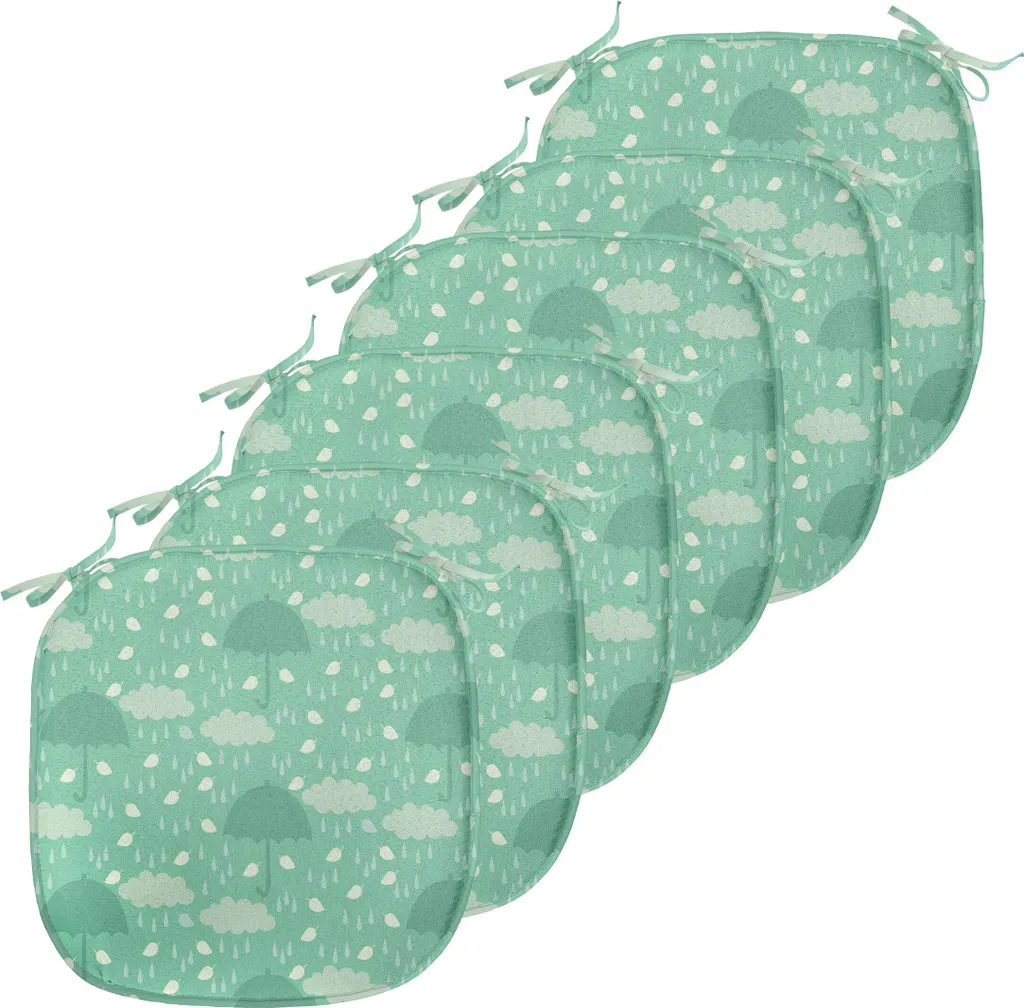 ABAKUHAUS Lot de 6 Galettes de Chaise Vert Pâle Imperméables 40x40 cm