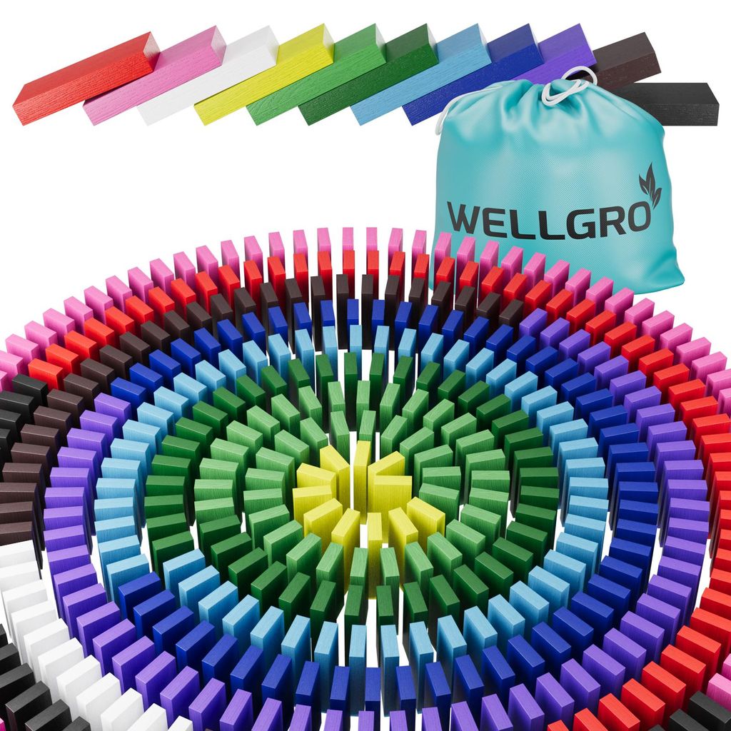 600 Stück WELLGRO bunte Holzbausteine - mehrfarbige Produktbild 