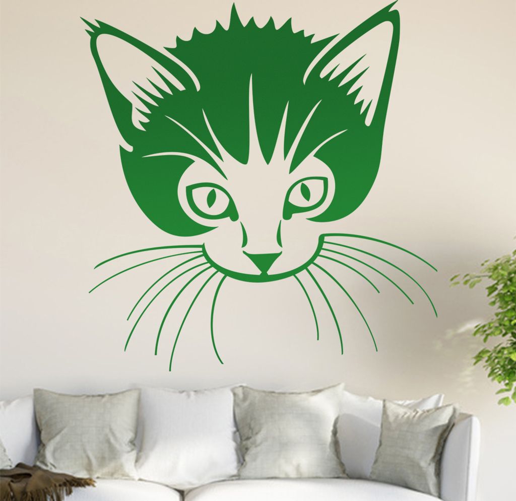 Katze Wandtattoo in 6 Größen - Wandaufkleber Wall Sticker - Dekoration, Küche, Wohnzimmer, Schlafzimmer, Badezimmer