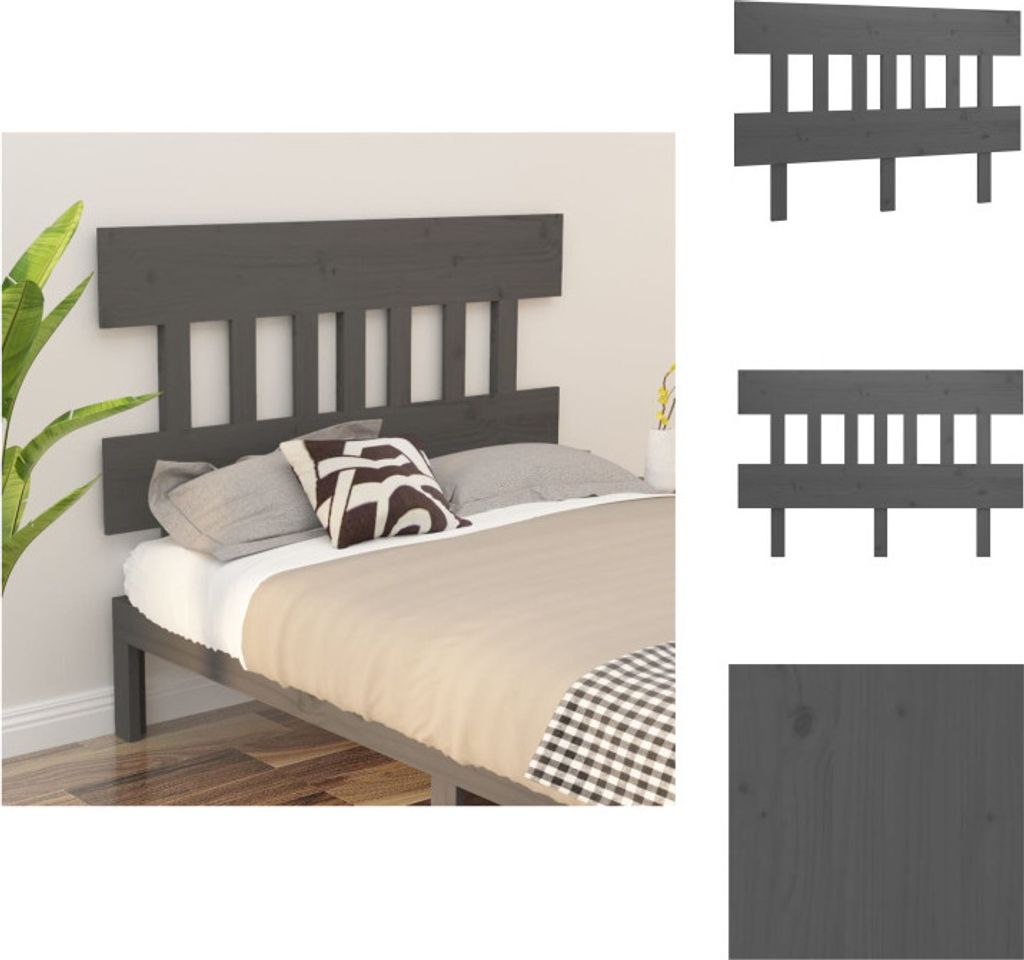 vidaXL Kopfteil Grau 138,5x3x81 cm Massivholz Kiefer - Kopf- & Fußenden