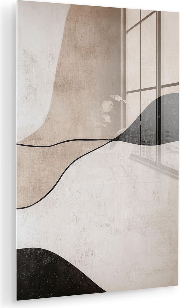 MuchoWow Glasbilder - Bilder auf Wandbild - Foto auf Glas Konturlinien - Abstrakte Landschaft 60x90 cm Wanddekoration aus Glas - Acrylglasbild - Ac...