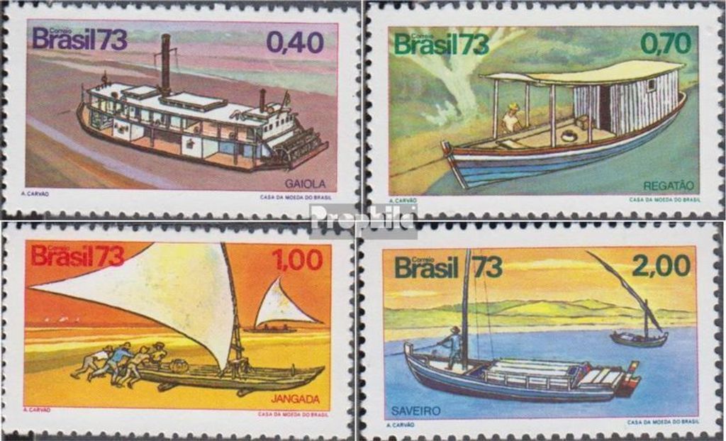 Briefmarken Brasilien 1973 Mi 1409-1412 (kompl.Ausg.) postfrisch Brasilianische Schiffe