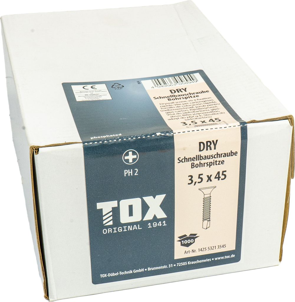 TOX DRY 3,5 x 45 BS (1.000 Stk.) / PH2 / innen
