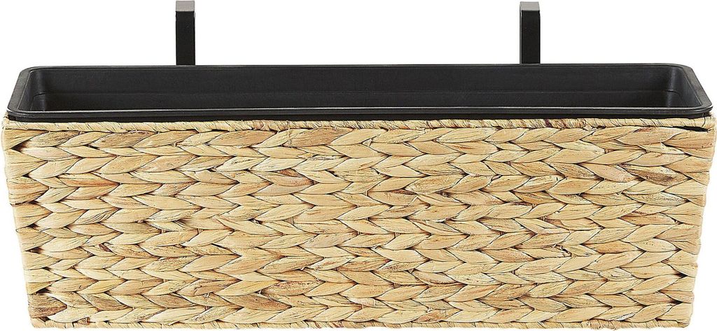 BELIANI Aufsteck-Blumenkasten Sandbeige Wasserhyazinthe 60x20x18 cm rechteckig Balkonkasten Landhaus Gartenaccessoires Gartenzubehör Gartendekoration