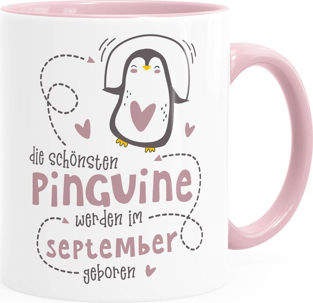 Kaffeetasse Die Schönsten Pinguine werden im September geboren Geschenk zum Geburtstag SpecialMe inner-rosa Keramik-Tasse