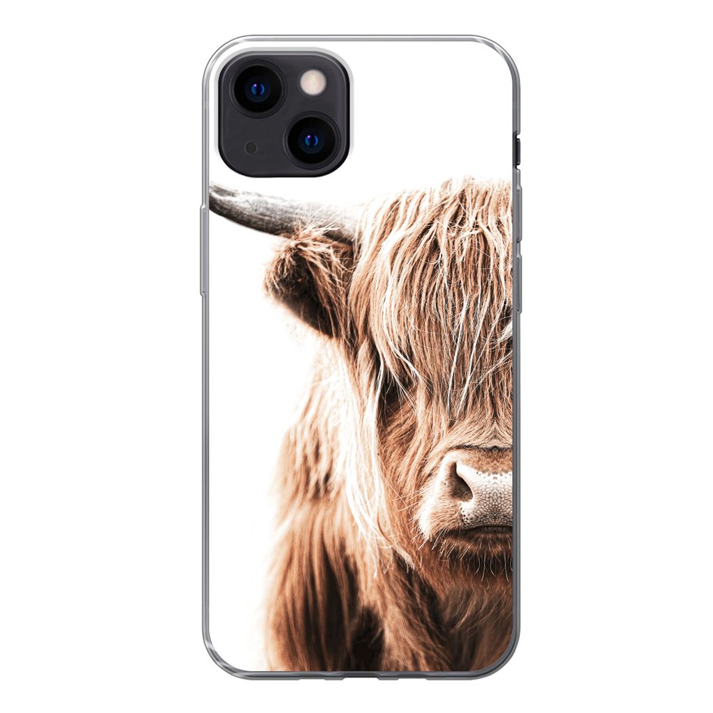 MuchoWow Handyhülle Schutzhülle Hülle für iPhone 13 Schottischer Highlander - Kuh - Tiere Silikon Softcase Handy Hülle - Karteninhaber