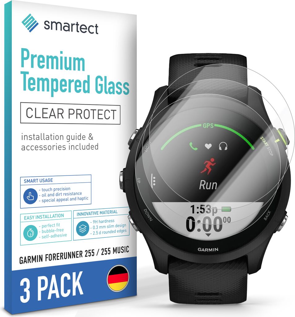 3x Schutzglas Panzerfolie Klar für Garmin Forerunner Produktbild 