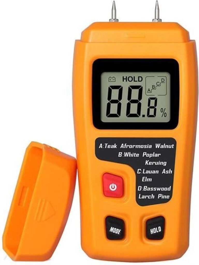 Tragbares Holzfeuchtigkeitsmessgerät mit LCD-Display zur Messung des Feuchtigkeitsgehalts von Brennholzpapier