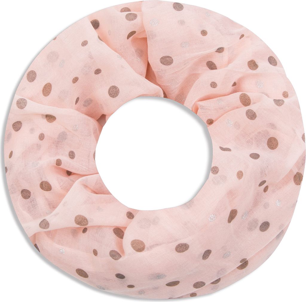 Faera Damen Schal luftig und weich mit erfrischendem Punkt-Muster Loopschal Rundschal in verschiedenen Farben, SCHAL Farbe:Rosé