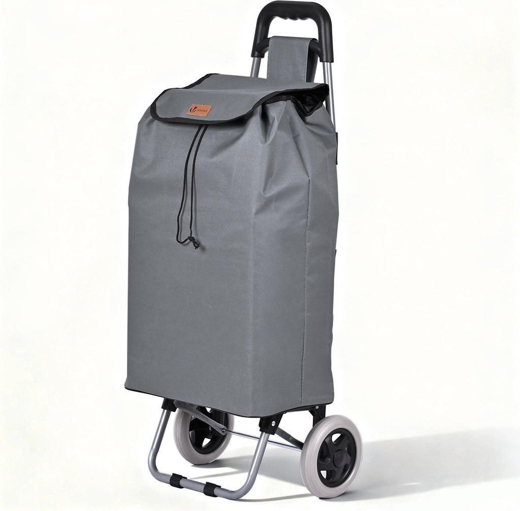 VOUNOT Aluminium Einkaufstrolley Treppensteiger, Trolly Einkaufswagen Klappbar, 2 Räder, Wasserdicht Oxford, 59L, Grau