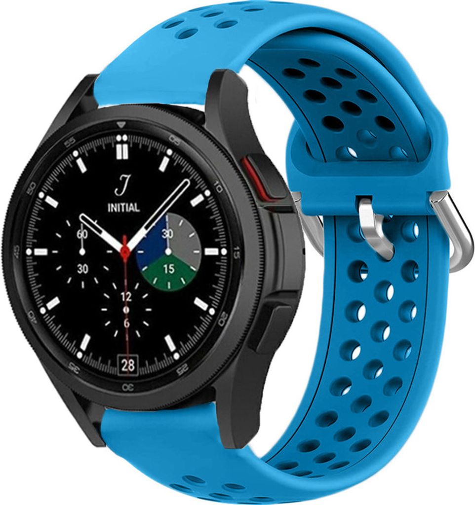 Strap-it Samsung Galaxy Watch 4 Classic 46mm Silikonarmband mit Löchern (Hellblau)