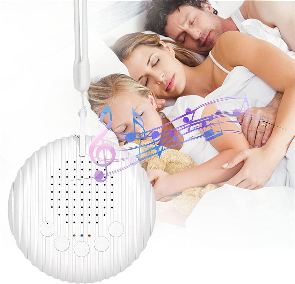 Tragbare Baby Schlafmaschine mit weißem Rauschen, Soundmaschine für Babys & Erwachsene, Einschlafhilfe mit 10 beruhigenden Geräuschen