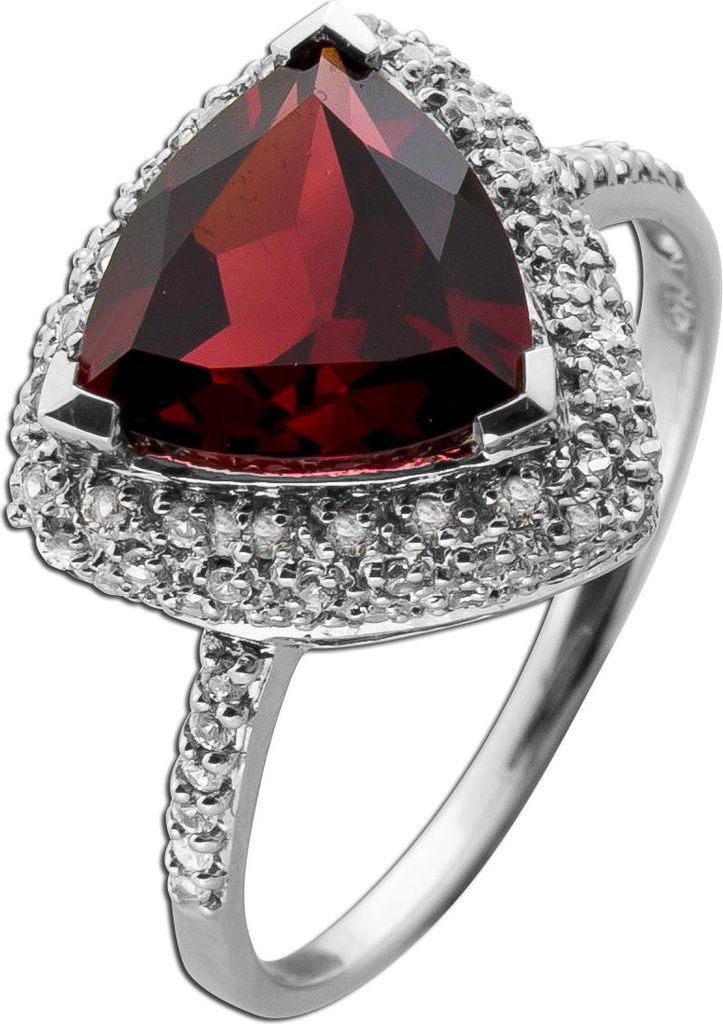 Rhodolith Ring Weißgold 375 9K roter Edelstein 4.5ct Brillanten 19
