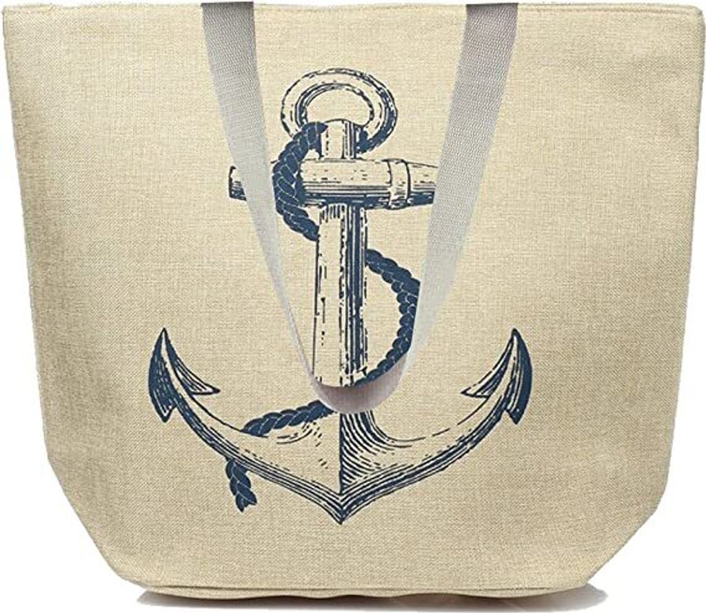 BambiniWelt by Rafael K. Strandtasche mit Reißverschluss XXL Beachbag Shopper Einkaufstasche Schultertasche für Damen