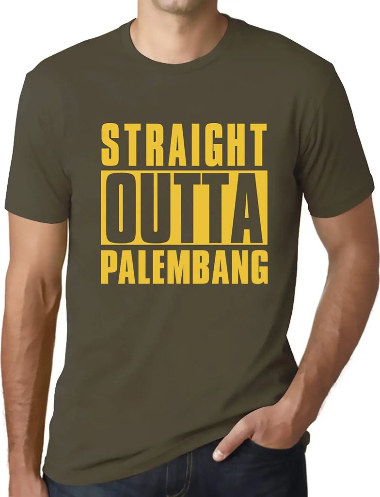 Herren Grafik T-Shirt Direkt aus Palembang – Straight Outta Palembang – Öko-Verantwortlich Vintage Jahrgang Kurzarm Lustige Druck Geburtstag G...