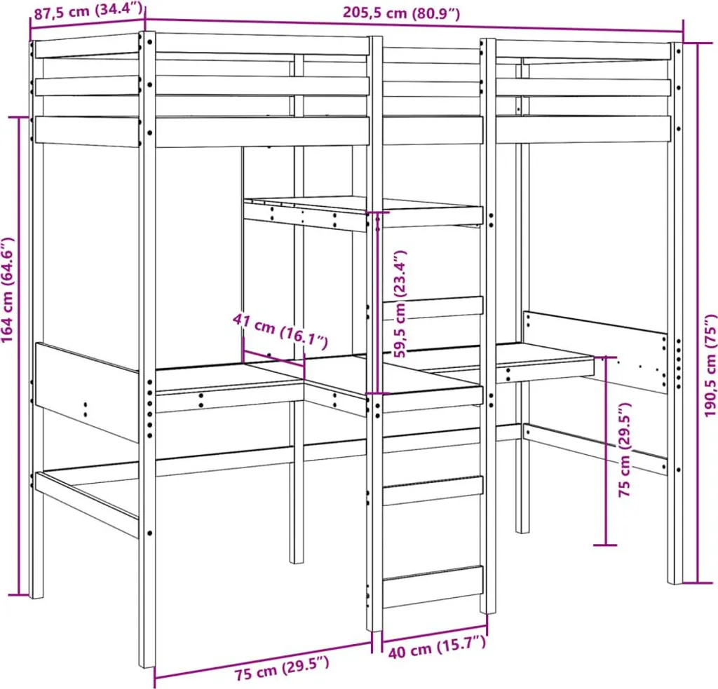 Lit surélevé 80x200 cm blanc : la solution pour optimiser votre studio - 7