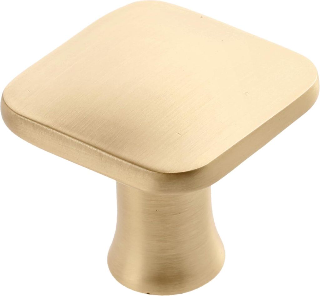 GTV - Knopf PIAZZA Gold geburstet 30x30 mm I Möbelknöpfe mit Schrauben I Schrankknöpfe Küchenknöpfe Türknopf Schubladenknauf Griff Möbelgrif...