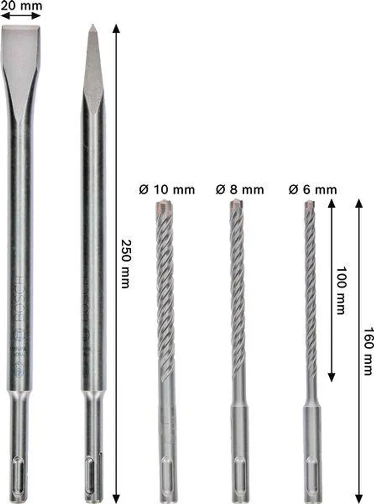 Scheda Tecnica Set Bosch SDS plus-4C PRO 5 Pezzi per Demolizione