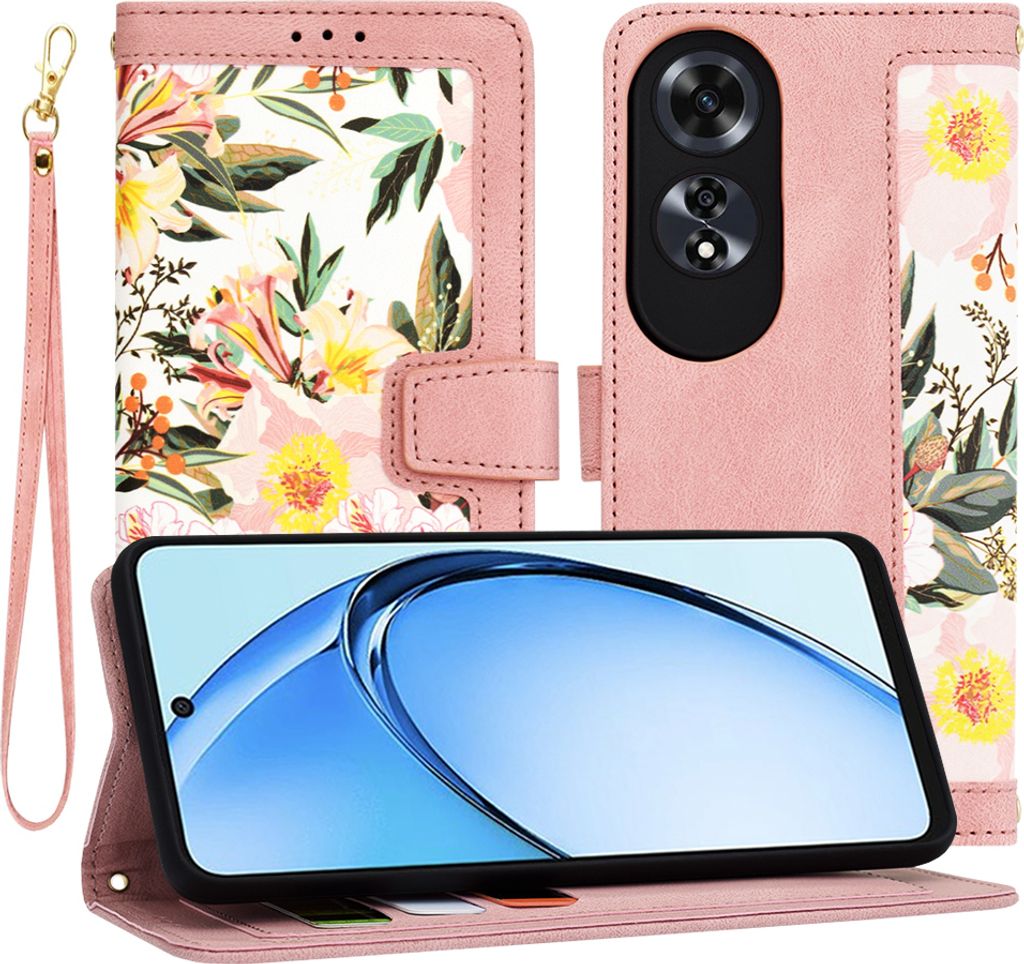 Techsuit FlipCraft Book Wallet Klapphülle mit Kabel für Oppo A60 - Sweetheart Pink