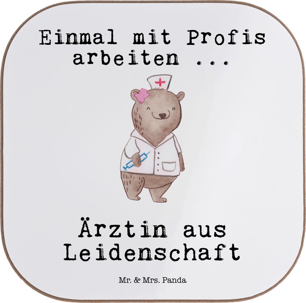 Mr. & Mrs. Panda Untersetzer für Gläser Ärztin Leidenschaft - Weiß - Geschenk, Glas, Arztpraxis, Holzuntersetzer, Doktortitel, Tischuntersetzer...