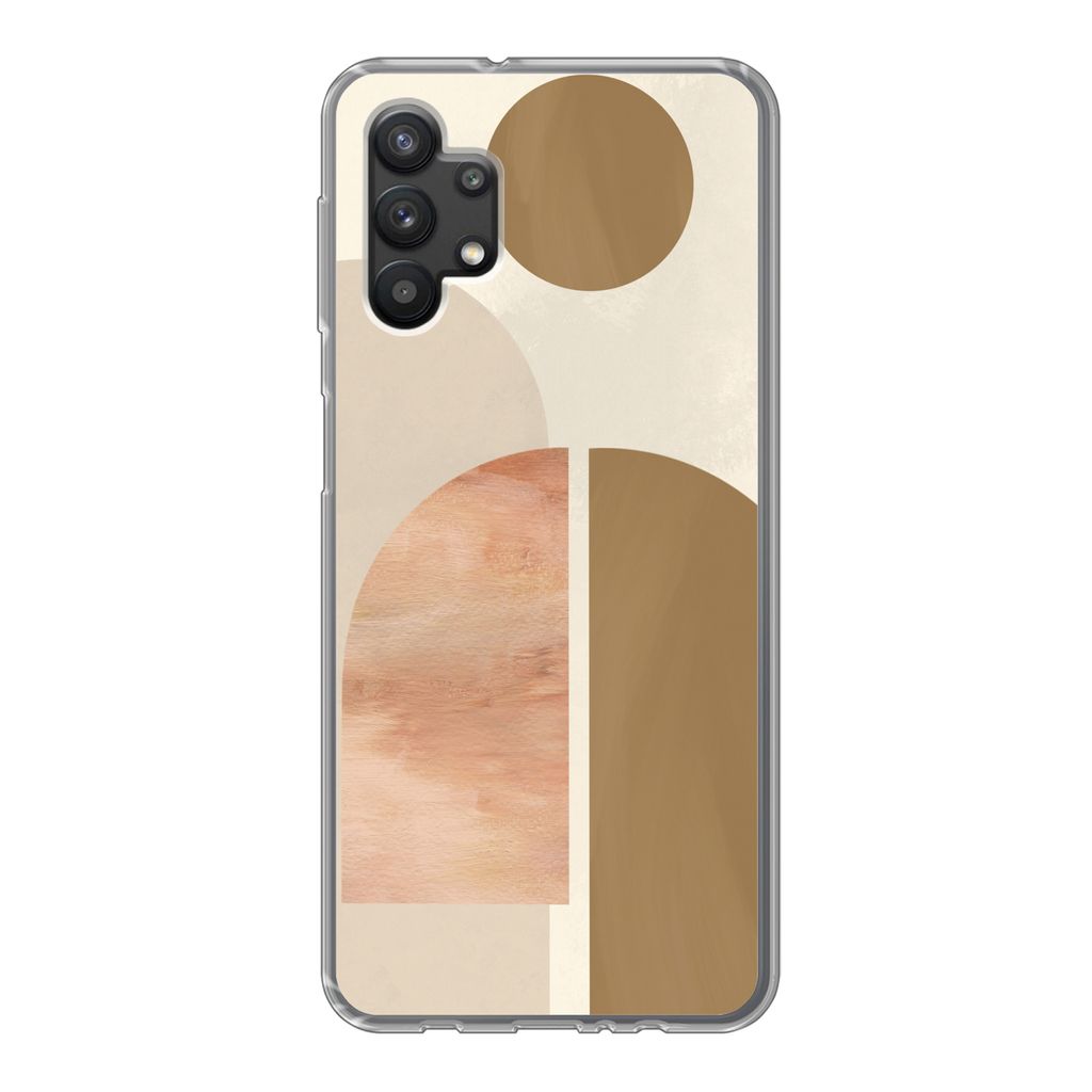 MuchoWow Handyhülle Schutzhülle Hülle für Samsung Galaxy A32 5G Rosa - Braun - Design Silikon Softcase Handy Hülle - Softcase