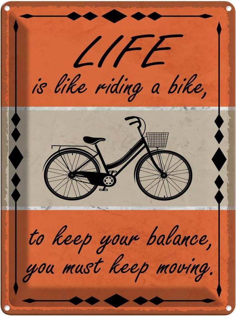vianmo Blechschild 40x30 cm Life is like riding a bike Spruch Zitat