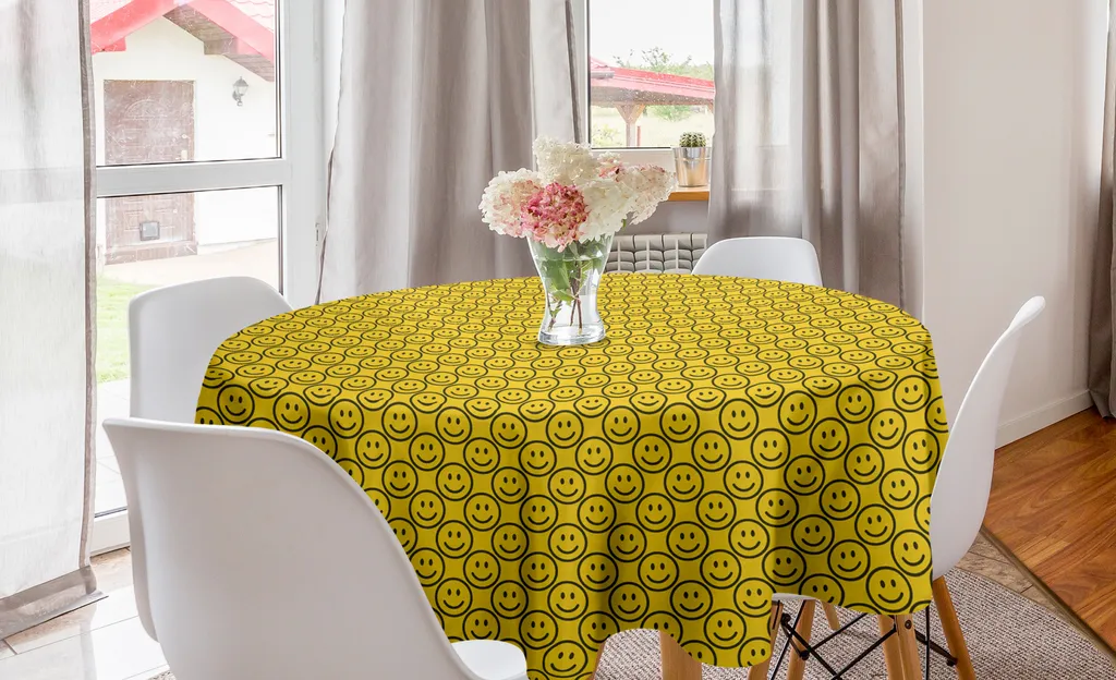 Tovaglia Rotonda Esterni ABAKUHAUS 150 cm - Verde e Giallo