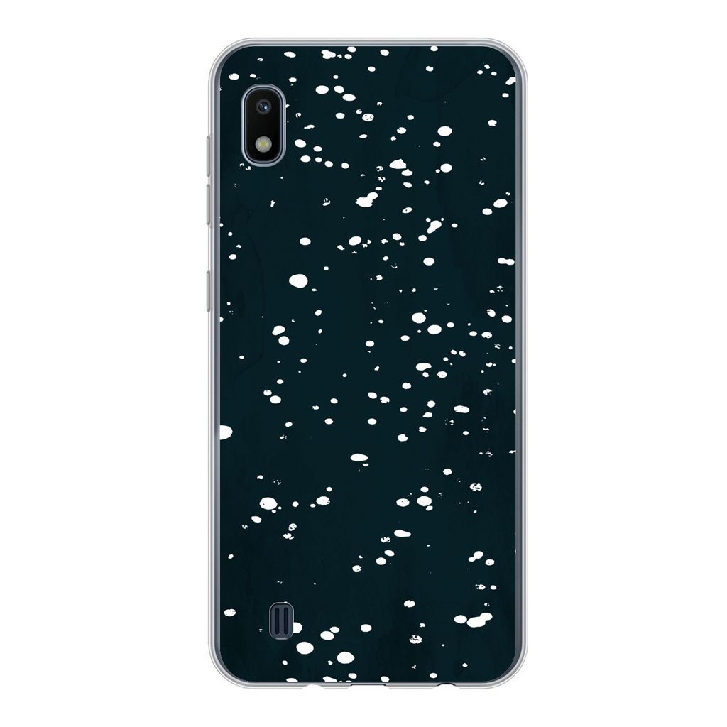 MuchoWow Handyhülle Schutzhülle Hülle für Samsung Galaxy A10 Polka dots - Schwarz - Weiß Silikon Softcase Handy Hülle - Schutzhülle