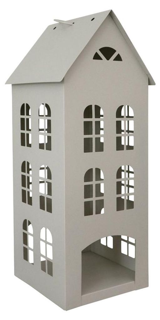Laterne COZY HOME beige Haus aus Metall H45cm Dekohaus Produktbild 
