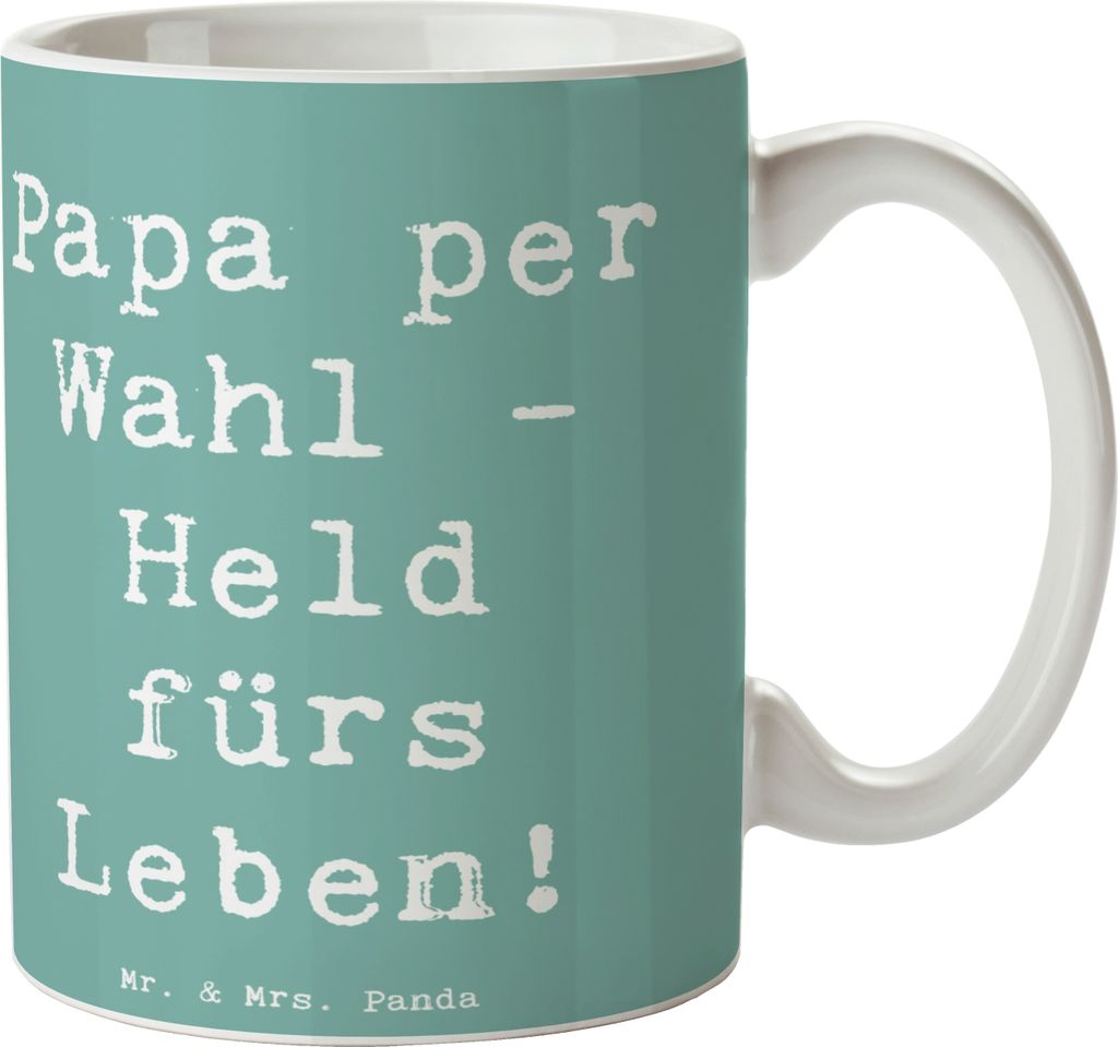 Mr. & Mrs. Panda Kaffeetasse Spruch Adoptivvater Held - Meeresbrise - Geschenk, Wahl, Familie, Teetasse, Trinkbecher, Kaffeebecher, Helden, Familie...
