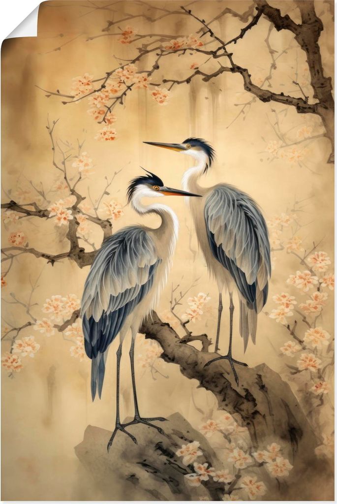 ARTland Poster Kraniche und Kirschblüten Größe: 20x30 cm