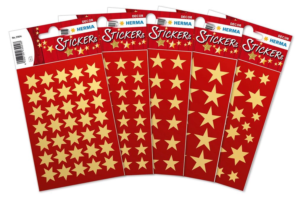 Herma Sticker DECOR Weihnachten Sterne gold 5er-Set