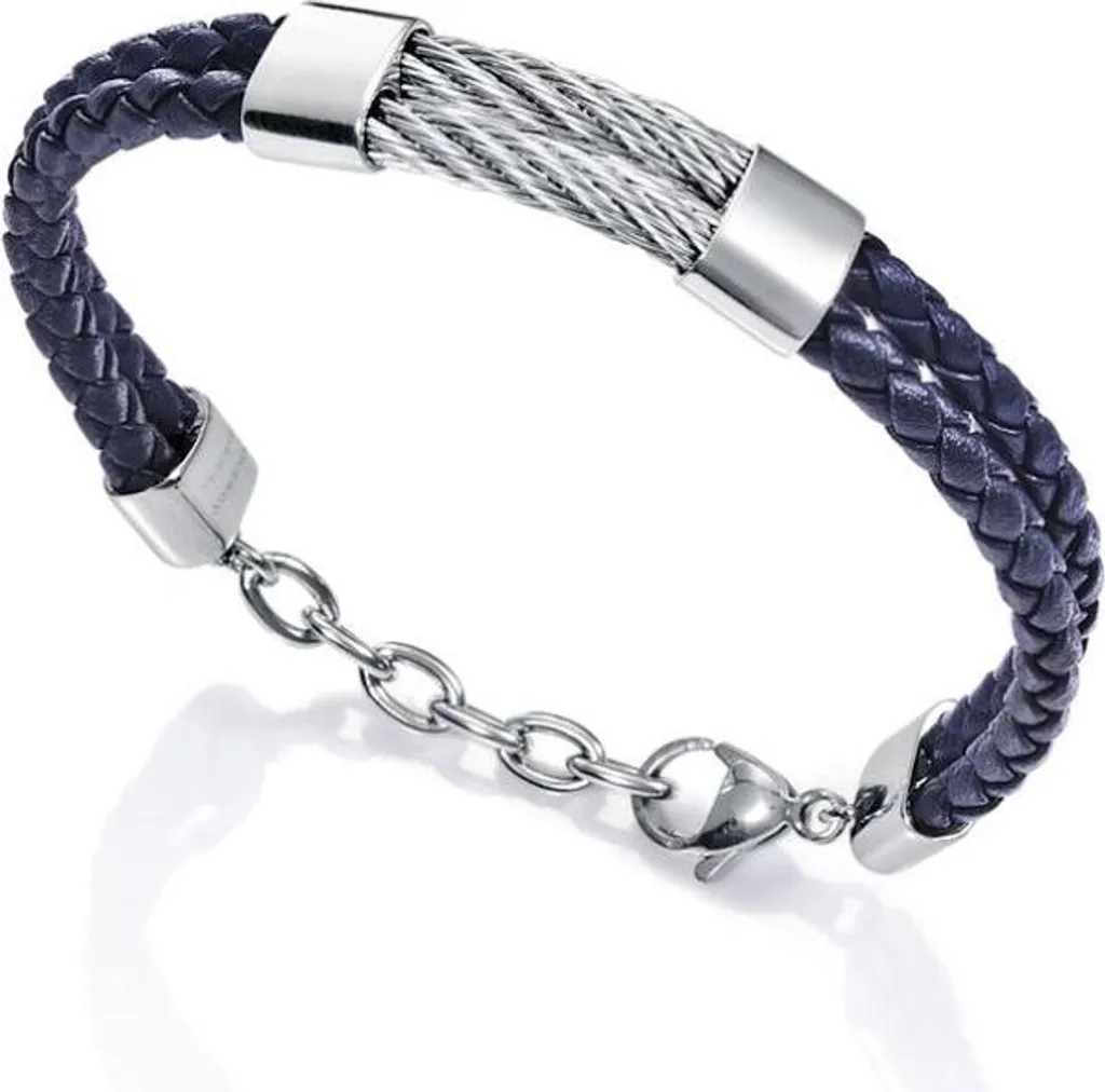Viceroy 6448P01013 Bracciale Uomo Pelle Blu e Acciaio - Prezzo Migliore