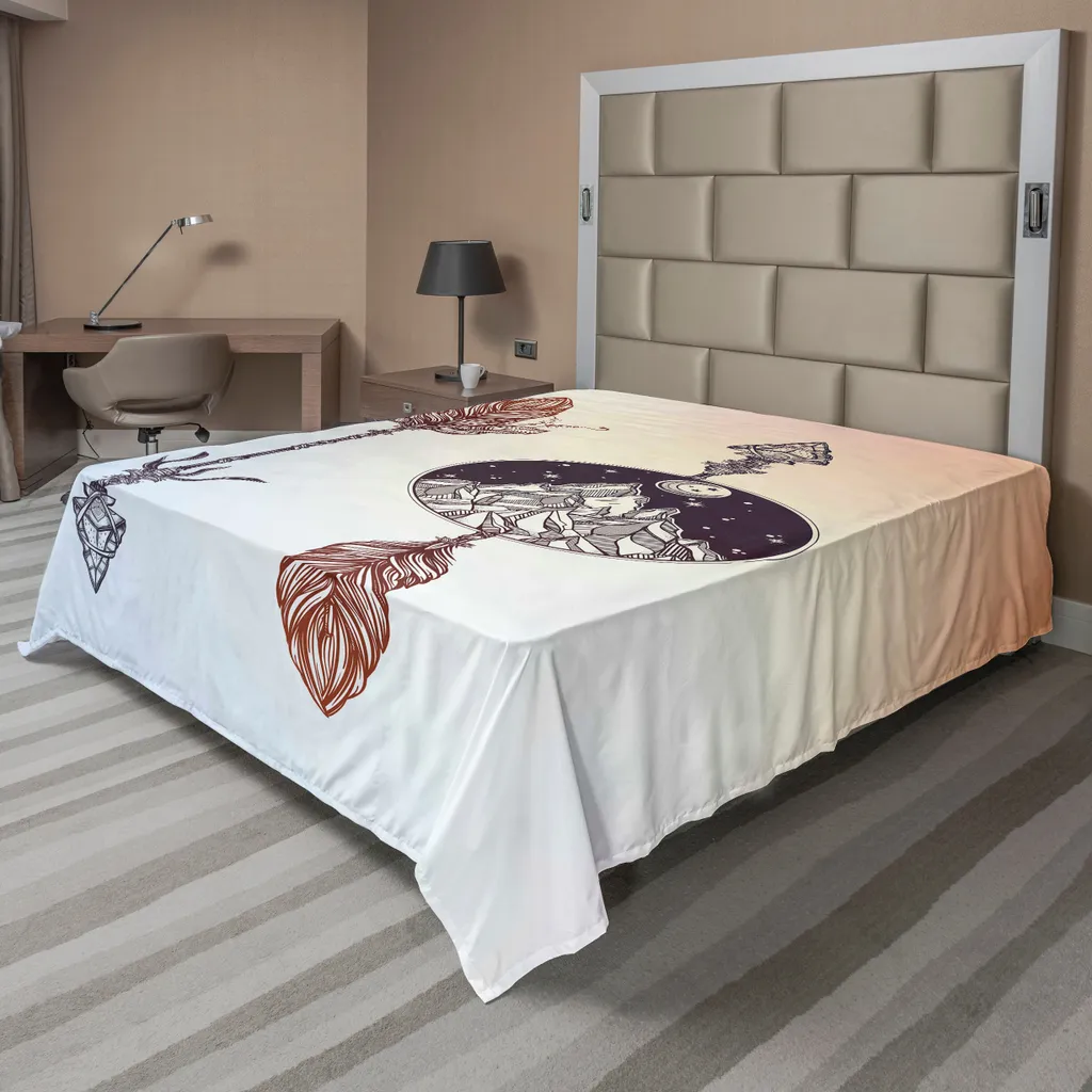 ABAKUHAUS Drap Plat Ethnique 266x260cm avec Plumes et Flèches Boho