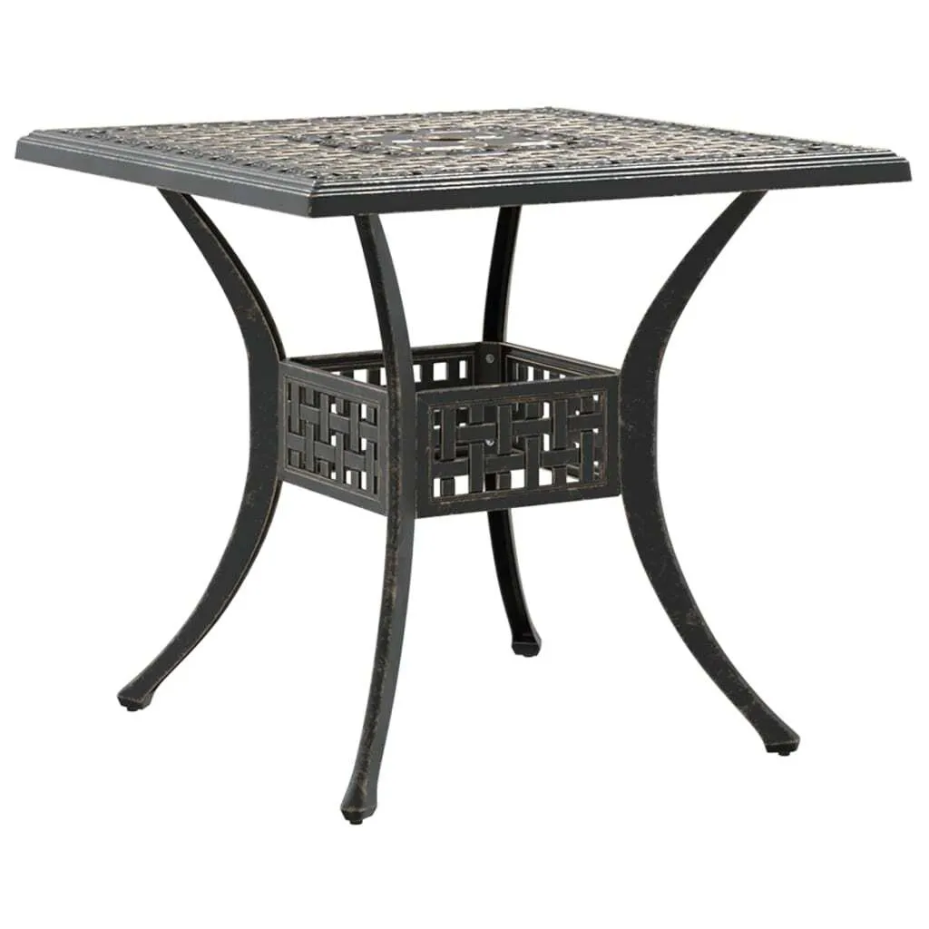 Table de jardin bronze 80x80x75 cm vidaXL en fonte d'aluminium robuste