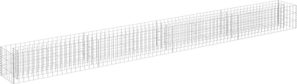 A wireframe 3D model of a gabion raised garden bed.