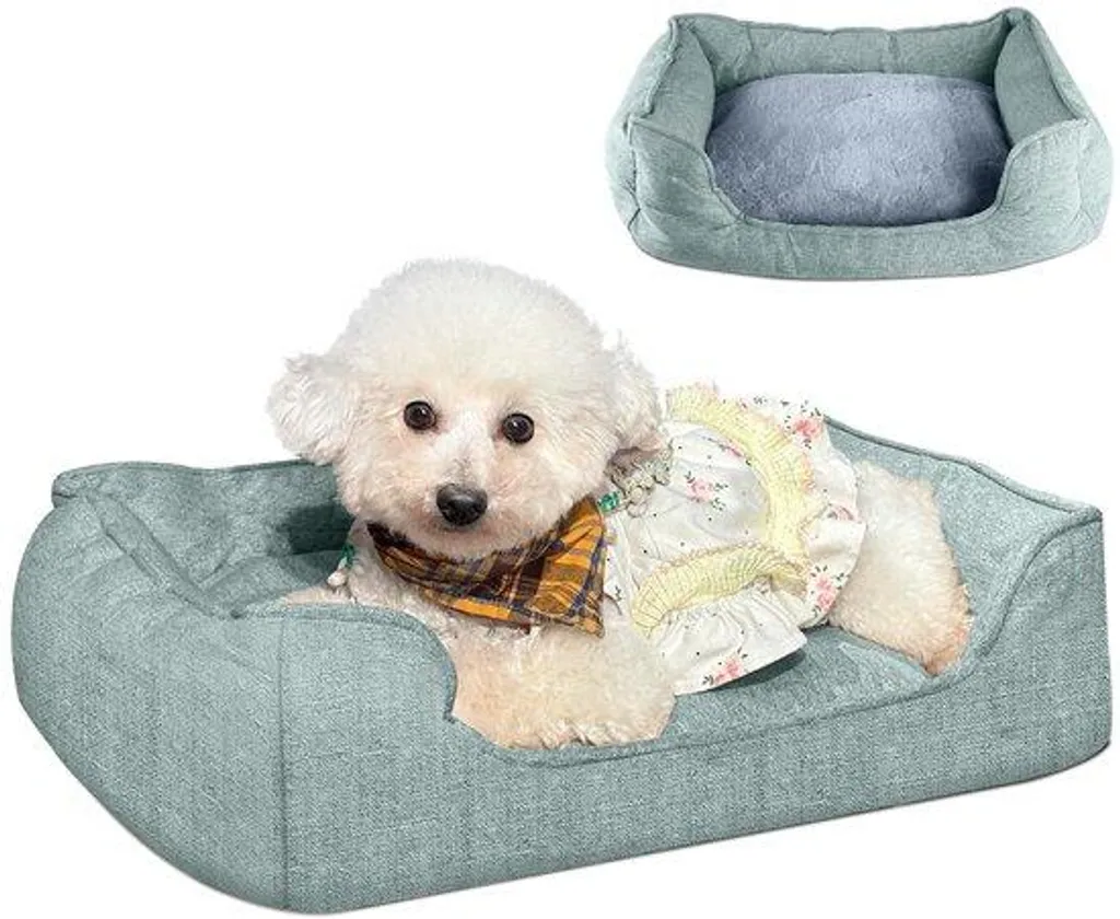 Panier Chien Stable Moelleux Vert 61 cm - Fini les Glissades sur le Sol