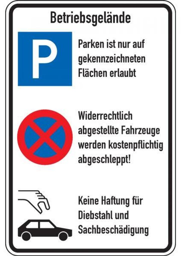 Dreifke Schild I Kombischild Betriebsgelände, Parken, Parkverbot und Diebsta...