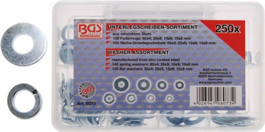KRAFTMANN 8073 Unterlegscheiben-Sortiment, 250-tlg.