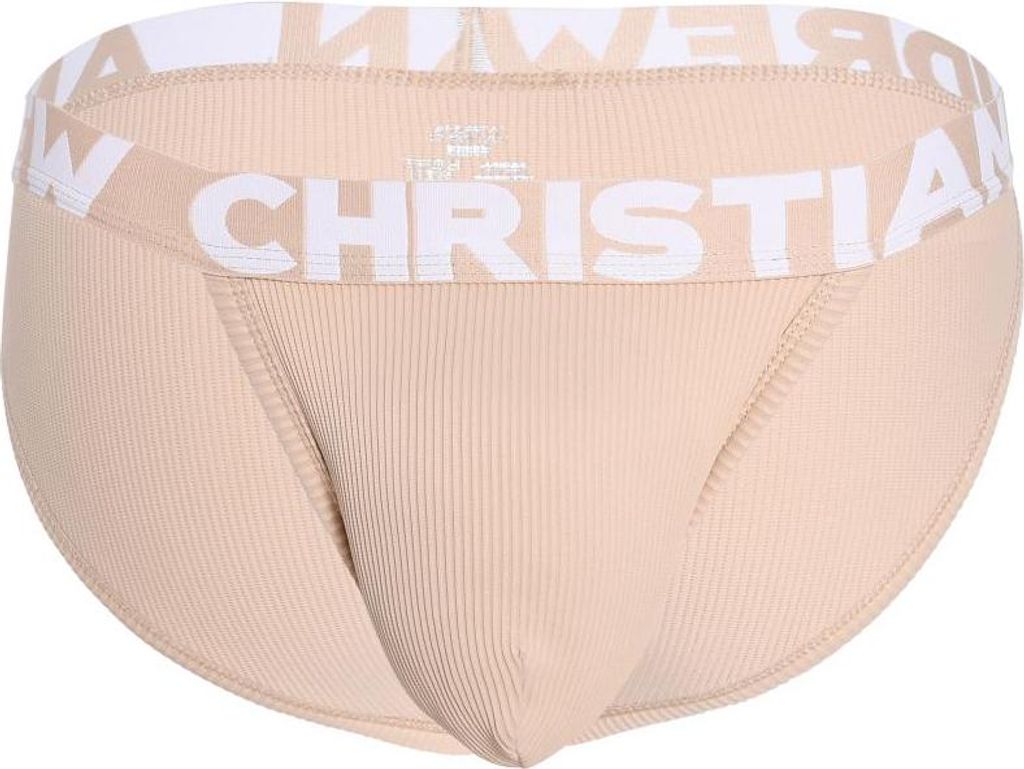 Andrew Christian - Herren Slip Unterwäsche - Essential Rib Brief w/ ALMOST NAKED Sand - 1x Größe L
