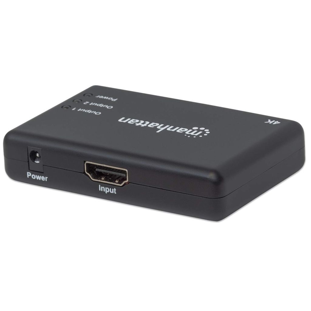 Manhattan 4K 2-Port HDMI-Splitter - 4K@30Hz - Stromversorgung über Netzteil - schwarz - HDMI - 2x HDMI - 3840 x 2160 Pixel - Schwarz - Kunststoff ...