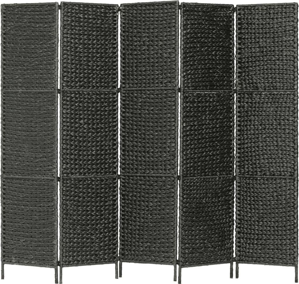 vidaXL 5 teiliger Paravent Schwarz 193×160 cm Wasserhyazinthe - Raumteiler - Raumtrenner - Paravent - Paravents