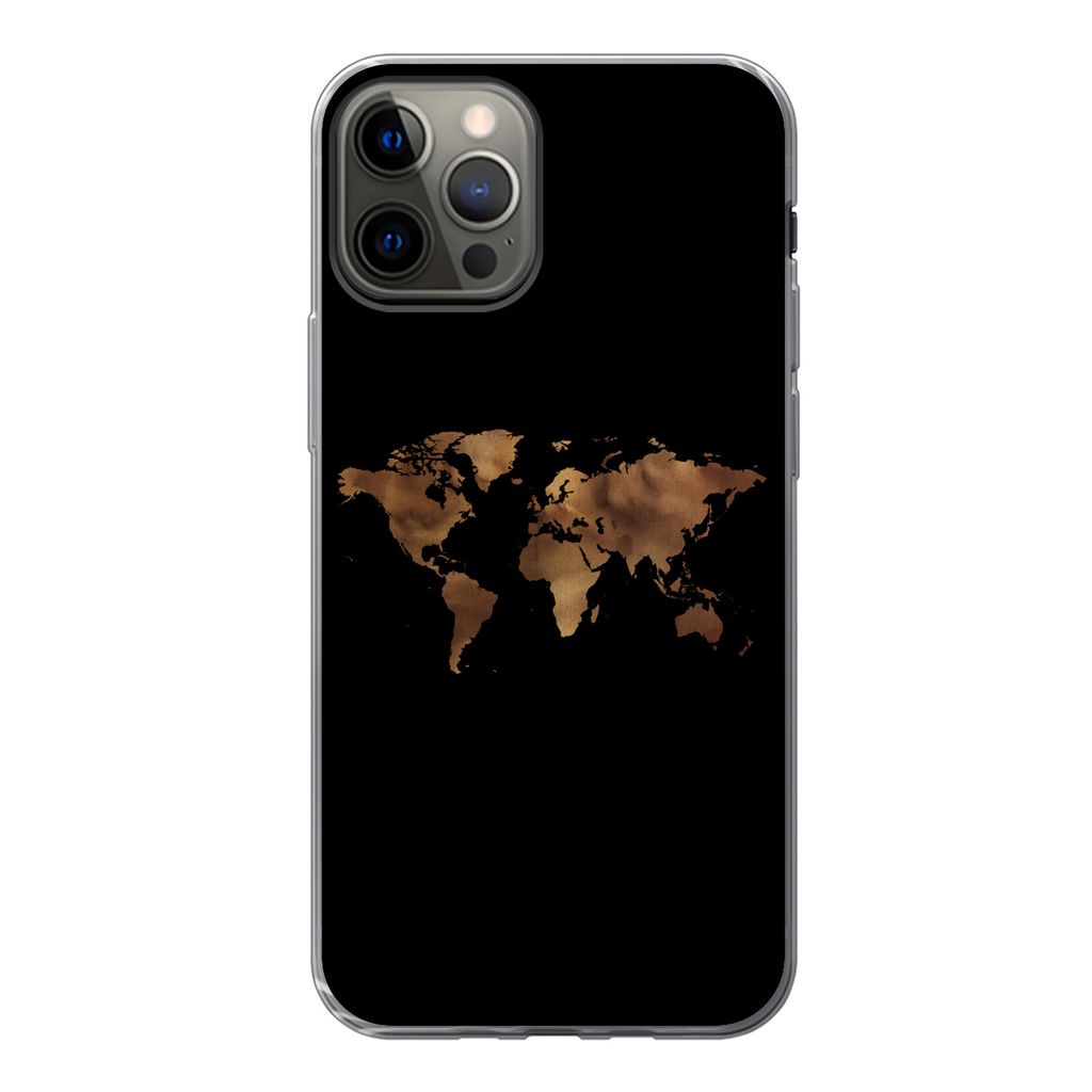 MuchoWow Handyhülle Schutzhülle Hülle für iPhone 13 Pro Weltkarte - Stoff - Karte Silikon Softcase Handy Hülle - Handy-Tasche