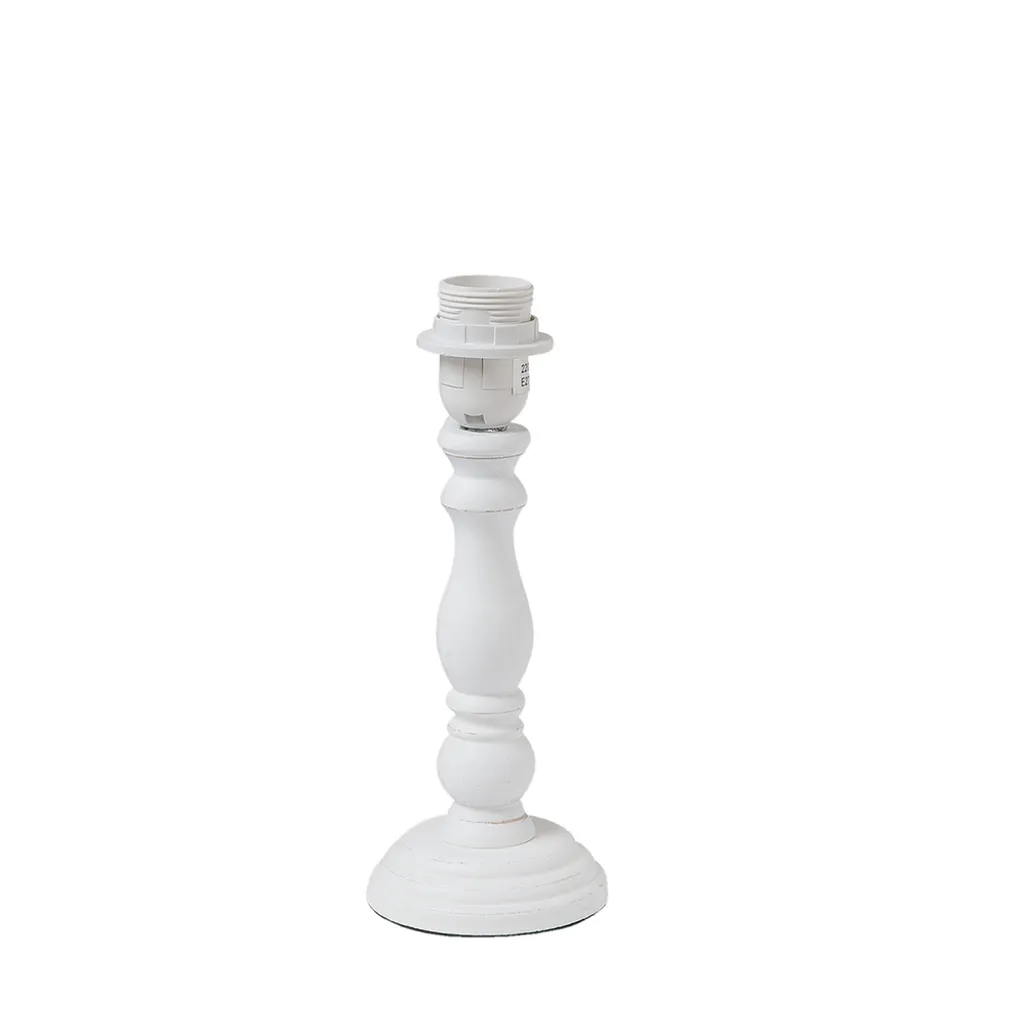 Pied de lampe Clayre & Eef en bois blanc Ø 10x26 cm pour salon rustique