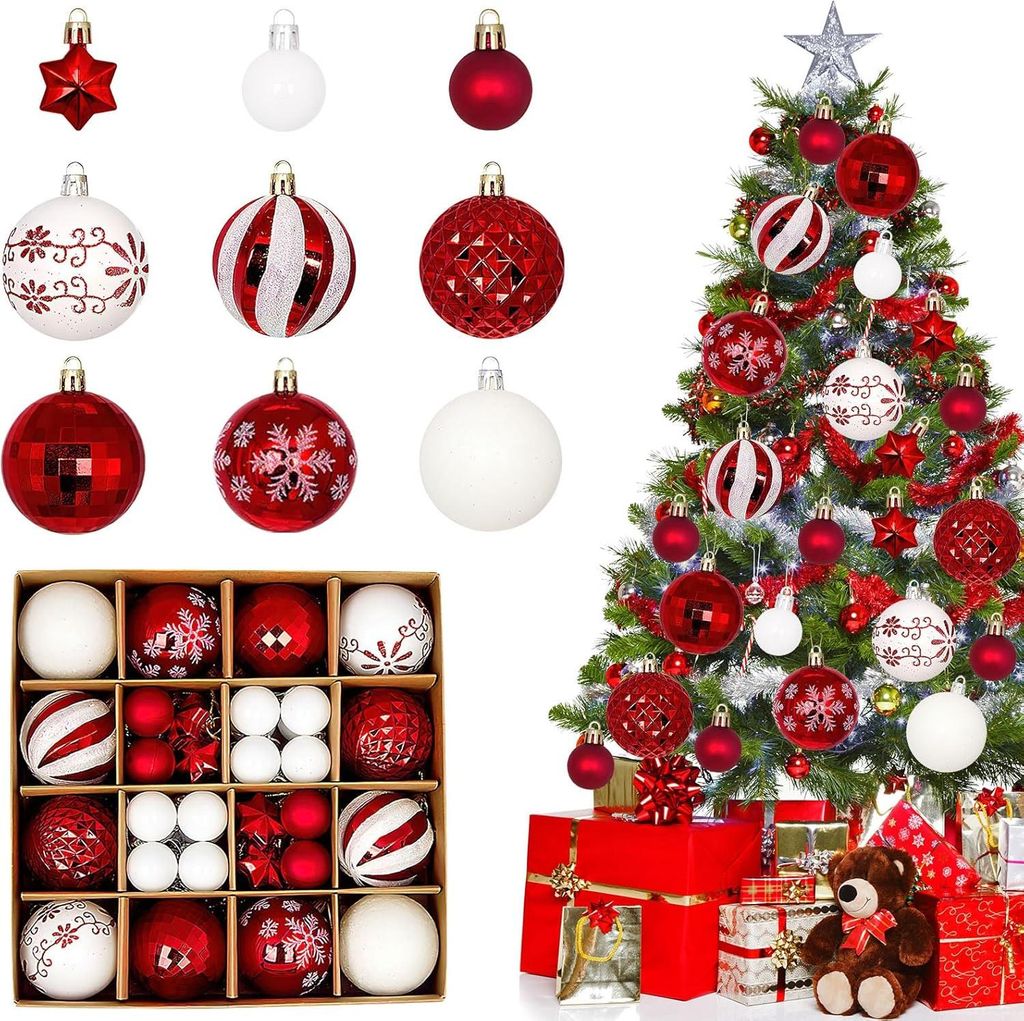 44 Stš¹ck Weihnachtskugeln Kunststoff, Christbaumkugeln Produktbild 