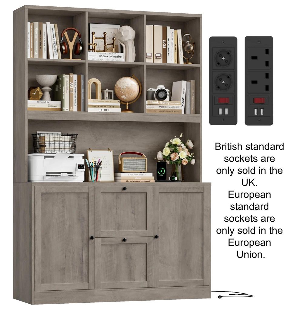 Bücherregal 182 cm - Aktenschrank mit Türen - 2 Schubladen, Holz, für A4 Ordner und Hängeregister, Büro und Wohnzimmer - Antik